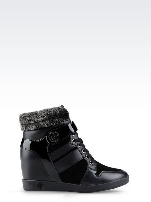 Savvy Intolerable Facilitate Armani Jeans High Top Sneaker In Leather With Wedge, $230 | armani.com |  Lookastic
