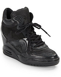 Ash Bling Embossed Leather Wedge Sneakers