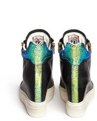 Ash Atomic Holographic Collar Leather Wedge Sneakers