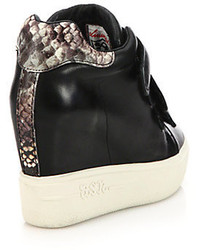 Ash Avedon Leather High Top Wedge Sneakers