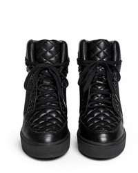 Ash Azimut Textured Leather High Top Wedge Sneakers