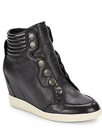 Ash Blade Snap Front Leather Wedge Sneakers