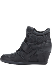 Ash Bowie Leather Wedge Sneaker Black