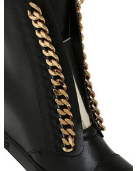 Casadei 80mm Chained Leather Wedge Sneakers
