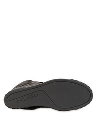 Casadei 90mm Metallic Leather Wedge Sneakers