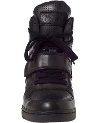 Ash Cool Wedge Sneaker Black Leather