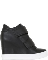DKNY 100mm Nappa Leather Wedge Sneakers