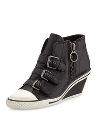 Ash Gin Bis Buckled Leather Wedge Sneaker