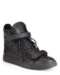 Giuseppe Zanotti Leather High Top Wedge Sneakers