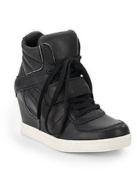 Ash Leather High Top Wedge Sneakers