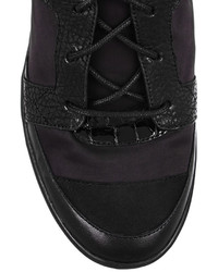 Y-3 Sukita Croc Effect Leather And Satin Wedge Sneakers