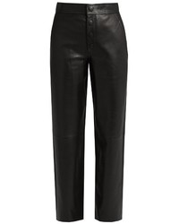 Helmut Lang High Rise Wide Leg Leather Trousers