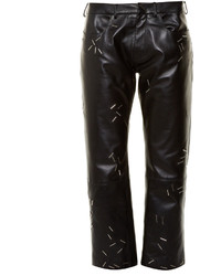 Christopher Kane Staple Embellished Straight Leg Leather Trousers