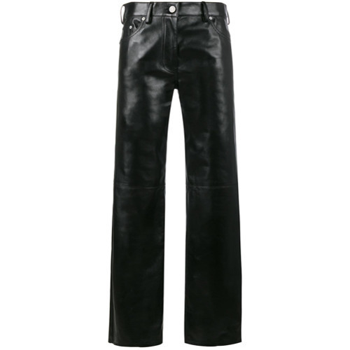 high waisted leather jeans