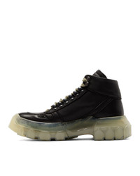 Rick Owens Black And Transparent Tractor Boots
