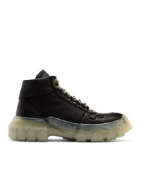 Rick Owens Black And Transparent Tractor Boots