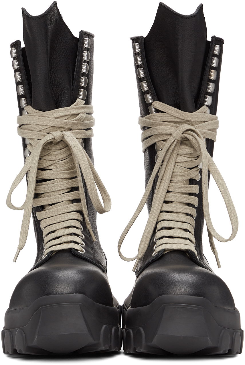 Rick Owens Black Bozo Tractor Boots, $1,955 | SSENSE | Lookastic