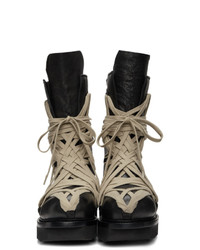 Rick Owens Black Lace Up Army Megatooth Boots