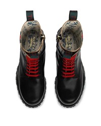 Gucci Black Leather Boot With Web
