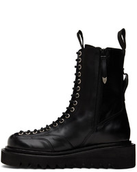 Toga Virilis Black Leather Combat Boots
