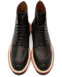 Givenchy Black Leather Perforated Cross Boots