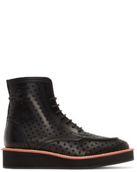 Givenchy Black Leather Perforated Cross Boots