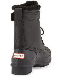 Hunter Boot Rubber And Shearling Fur Lace Up Boot Black