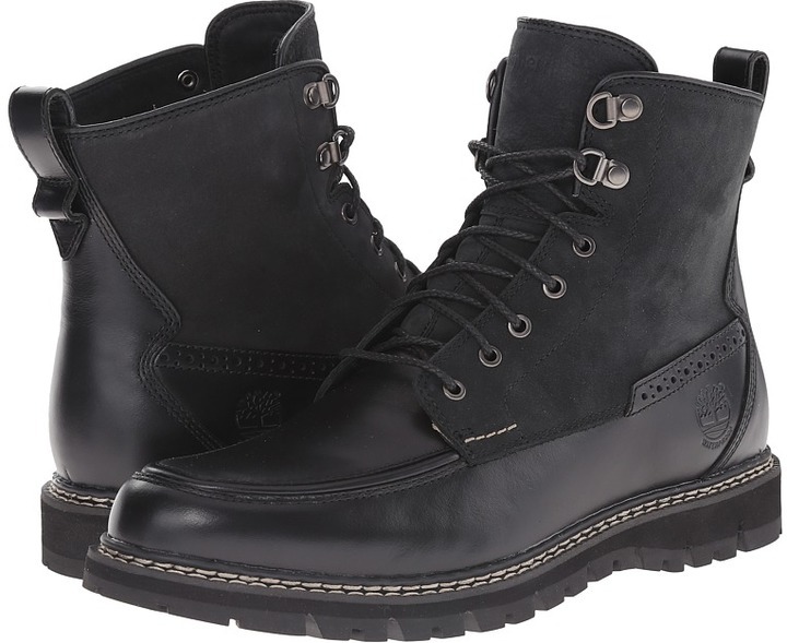 timberland moc toe boots black