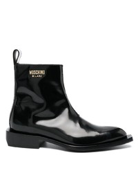 Moschino Camperos Logo Plaque Patent Leather Boots