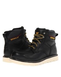Caterpillar Alloy Steel Toe Work Lace Up Boots Black Full Grain Leather