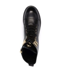 Roberto Cavalli Gold Metal Details Combat Boots