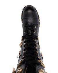 Roberto Cavalli Horn Charm Chunky Leather Boots