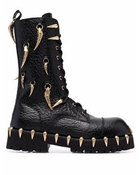 Roberto Cavalli Horn Charm Chunky Leather Boots