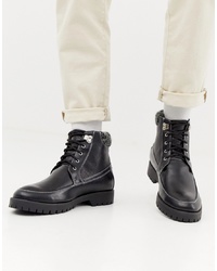 Truffle Collection Lace Up Hiker Boot In Black