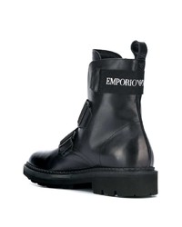 Emporio Armani Logo Embroidered Ankle Boots