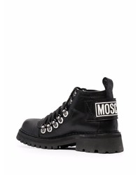 Moschino Logo Patch Ankle Boots