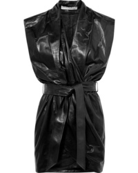 Black Leather Wrap Dress