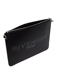 Givenchy Black And White Large Logo Zippered Pouch