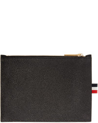Thom Browne Black Leather Large Pouch