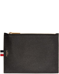 Thom Browne Black Leather Large Pouch