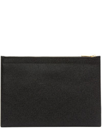 Thom Browne Black Leather Zip Pouch