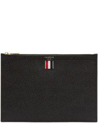 Thom Browne Black Leather Zip Pouch