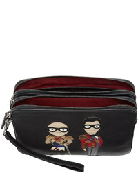 Dolce & Gabbana Dolce And Gabbana Black Knight Designers Two Zip Pouch