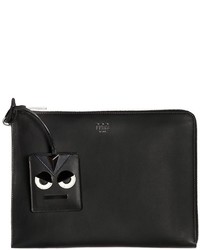 Fendi Faces Leather Pouch W Id Tag