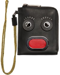 Fendi Faces Smooth Leather Pouch With Strap