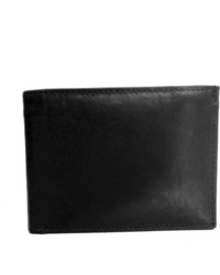 Kozmic Black Leather Bi Fold Wallet