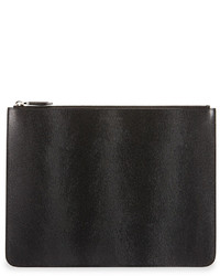 Givenchy Large Pony Hair Embossed Leather Pouch Black