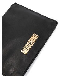 Moschino Logo Lettering Leather Clutch Bag