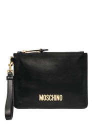 Moschino Logo Lettering Leather Clutch Bag