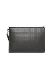 Burberry Perforated Check Leather Zip Pouch